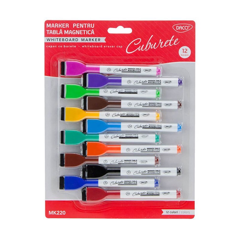 Markere colorate pentru tabla magnetica, cu burete si magnet, varf rotund 2 mm - imagine 5